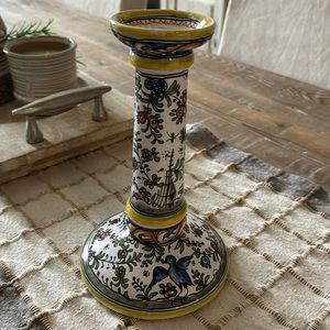 Coimbra Portugal hand painted candle stick holder deruta style